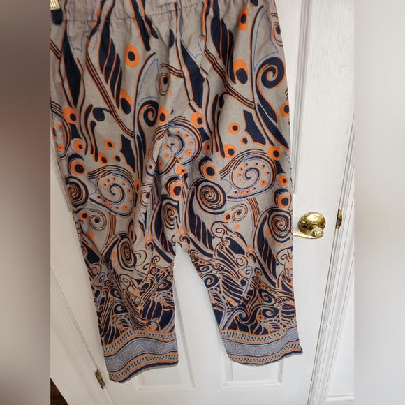Punjammies by Sudara Abstract Fun Print Drawstring Pants Size Medium Gray Orange - Picture 10 of 17